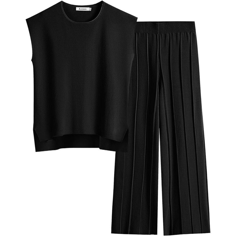 Women 2 Piece Lounge Set Knit Sweater Vest Pant Casual Summer Fall Vacation